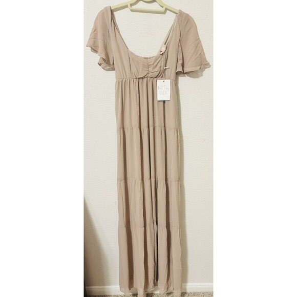 Show me Your Mumu Nicole Maxi Dress in Soft beige chiffon Size: Small NWT - Picture 4 of 9